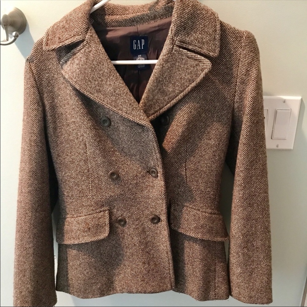 Gap Brown wool tweed coat/jacket